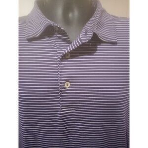 Peter Millar Polo Shirt Mens XL Purple Striped Summer Comfort Performance Golf